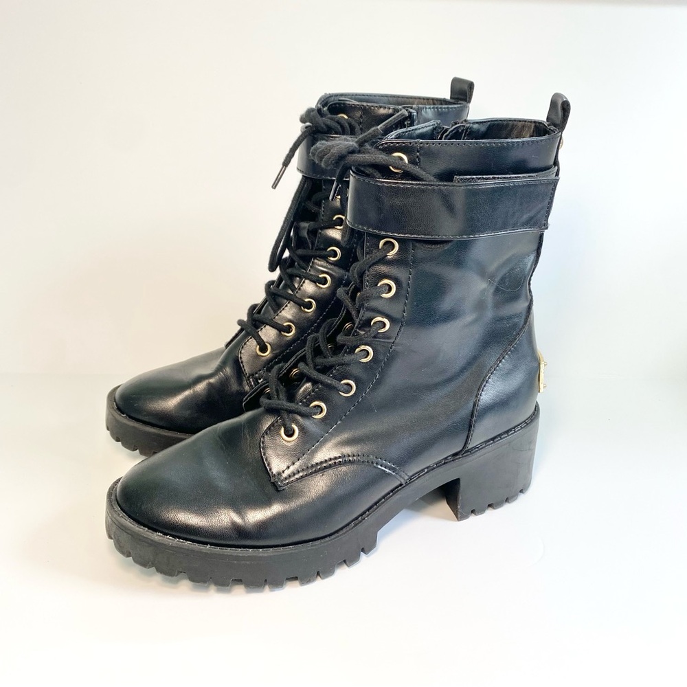 Juicy Couture‎ Combat Boots Oodles Black Faux Leather Lace Up Grunge Y2K